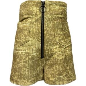 URBAN OUTFITTERS Gold Croc Snake Print High Rise Shorts Zipper Front